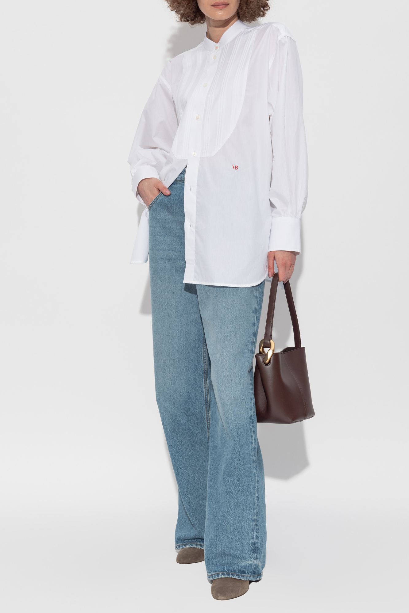 VICTORIA BECKHAM ギャザー アシンメトリーコットンTシャツ Asymmetric Relaxed Fit T-Shirt In White – Victoria Beckham Int